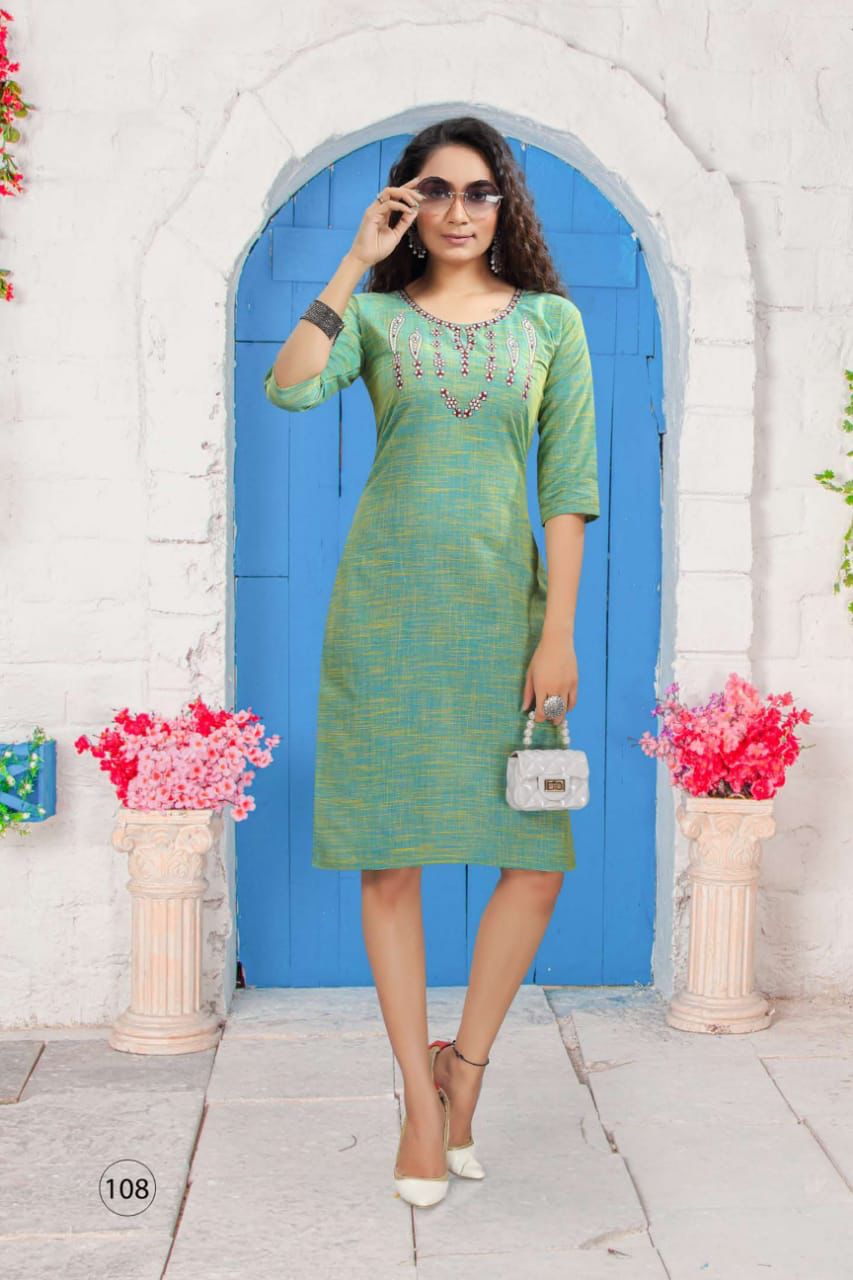 Love 101 Latest Ethnic Wear Heavy Cotton Embroidery Kurti Collection